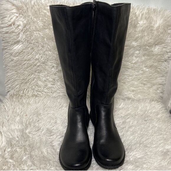 Born Caladium Tall Tie Black Lace Up Riding Leather Boot - Picture 2 of 11